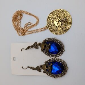 Pirate Inspired Cosplay Earrings and Coin Necklace NEW
